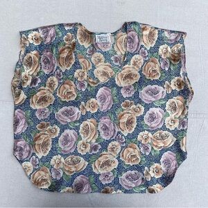Vintage Silky Slinky Floral V-Neck Sleeveless Top 1990s